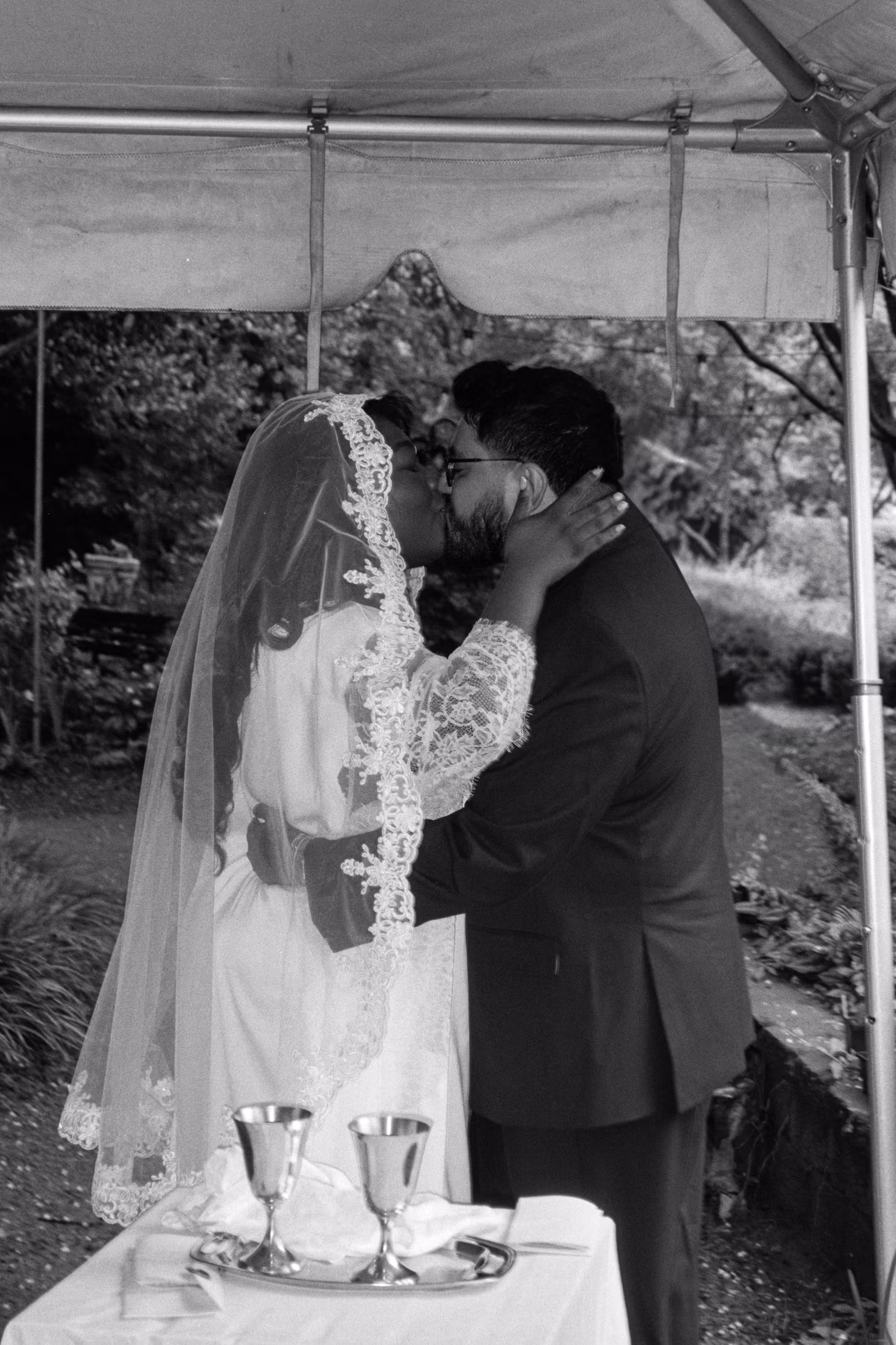 Newlyweds sharing a quiet moment